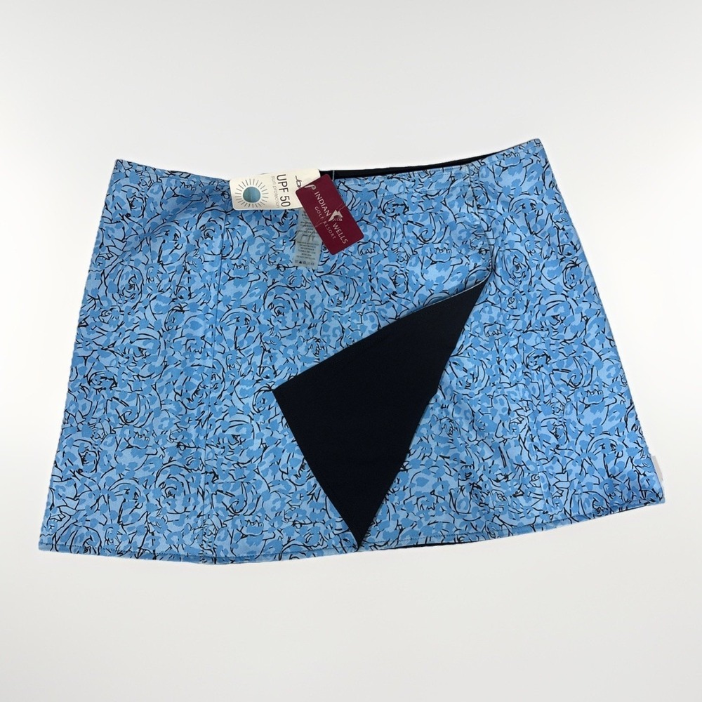 NWT Jofit Wrap Skirt Blue Rose Abstract Print Indian Wells Golf Resort Active